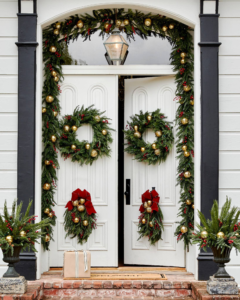 greenery on front door